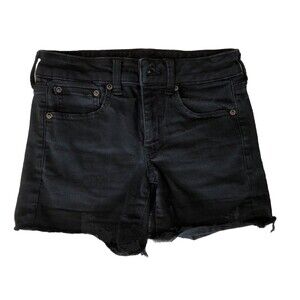 American Eagle Jean Shorts Ne(x)t Level Stretch Super Low Shortie Black  Size 2